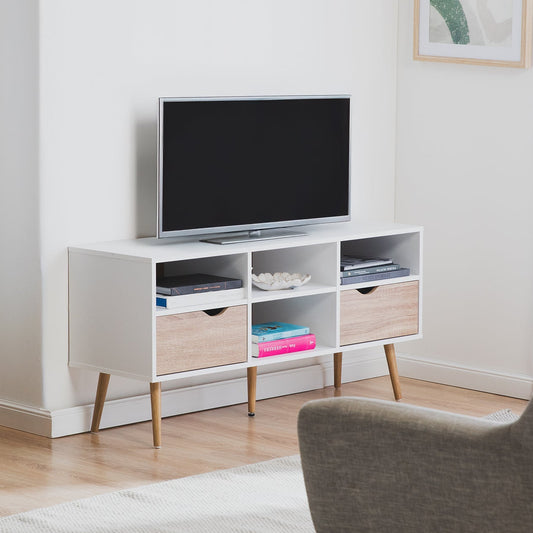Mueble de TV Rack Bolonia Blanco y Café