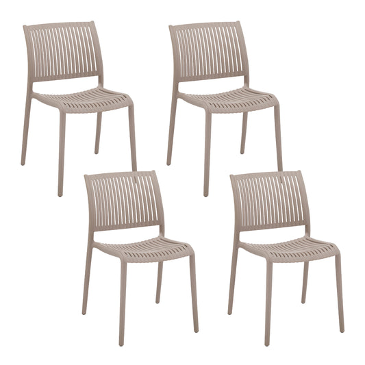 Set 4 Sillas de Comedor Plásticas Varilladas Beige