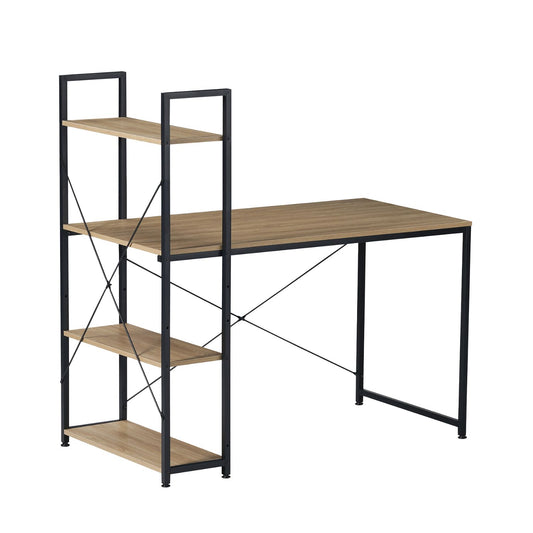 Escritorio con Estantes Negro y Beige