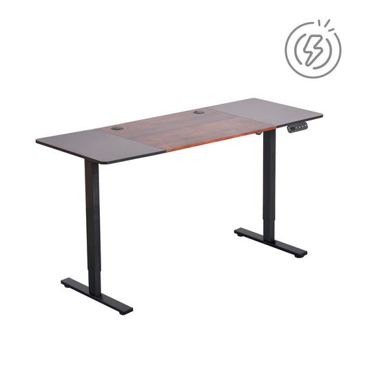 Escritorio Eléctrico Ajustable Con Rodachinas Negro y Café