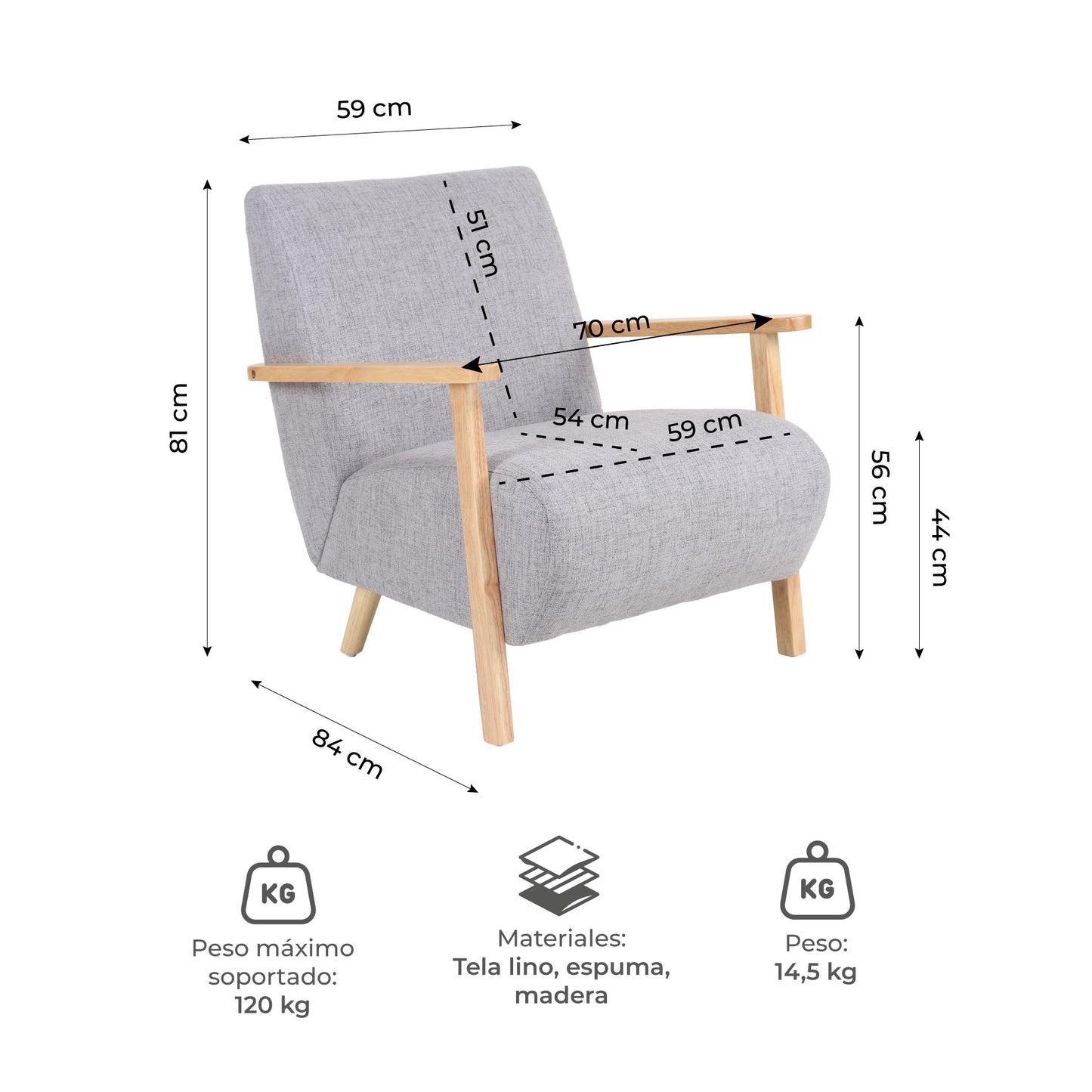 Sillon Individual Althea Gris