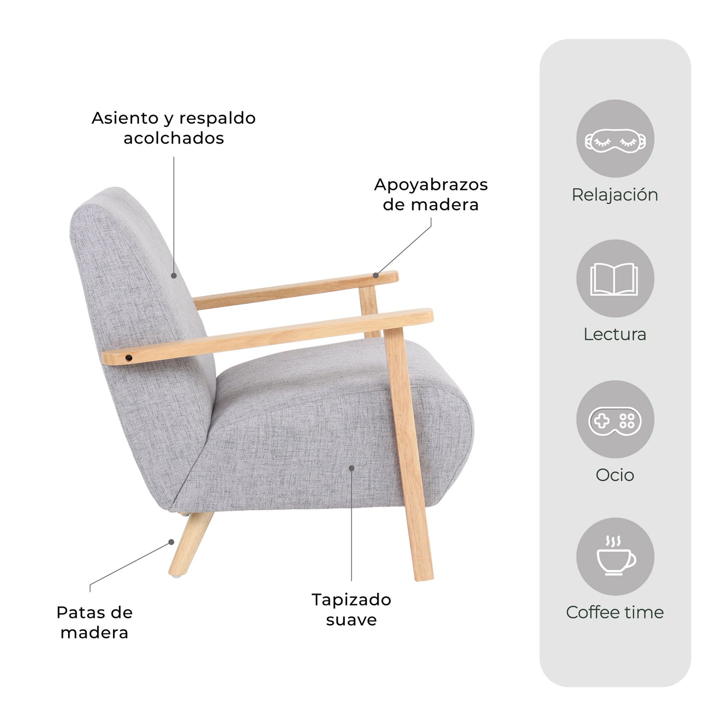 Sillon Individual Althea Gris