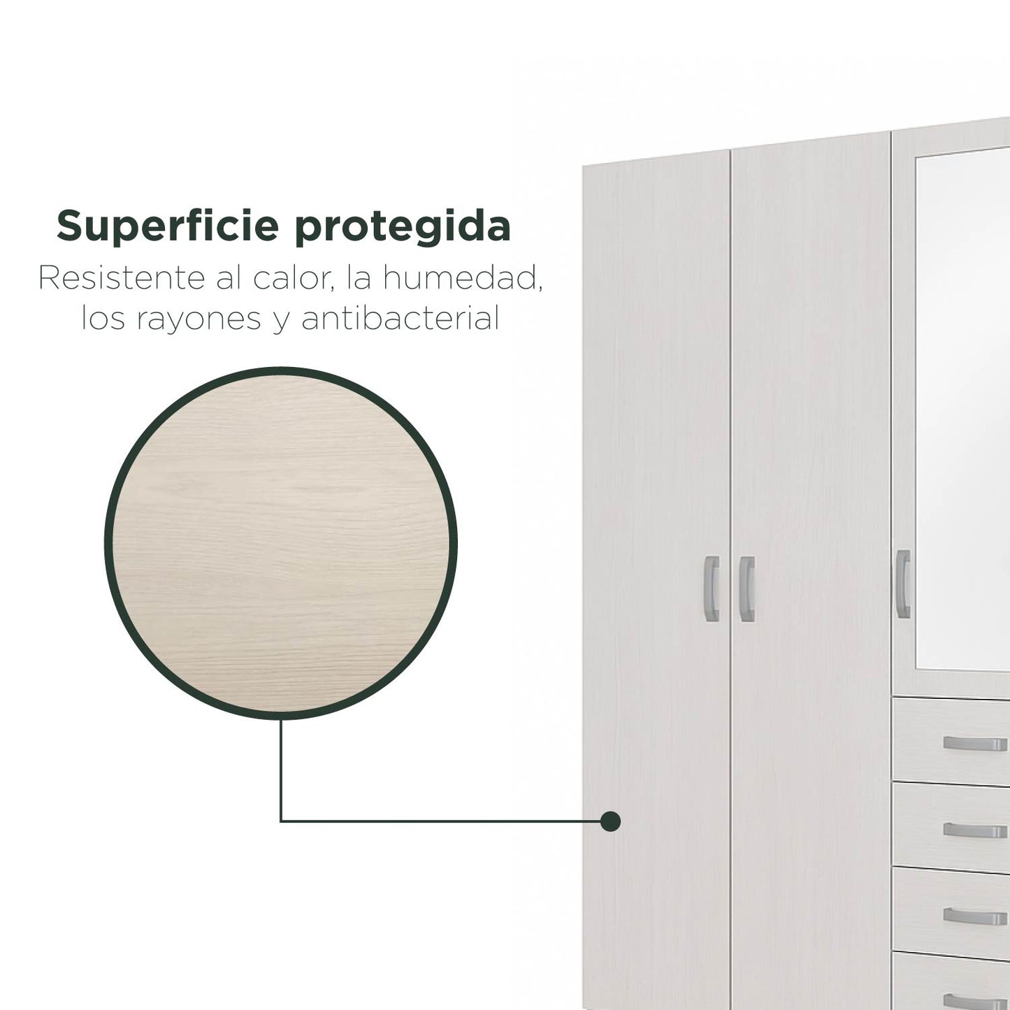 Closet 4 Puertas con Espejo 200x200x49 cm Gris Claro