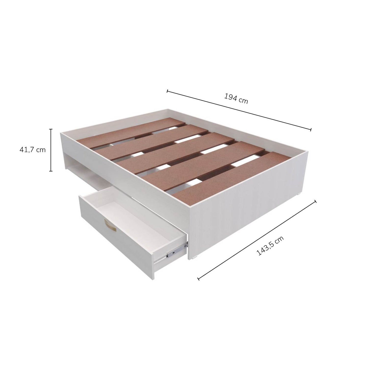 Cama Doble Nórdica Con Cajón Blanco