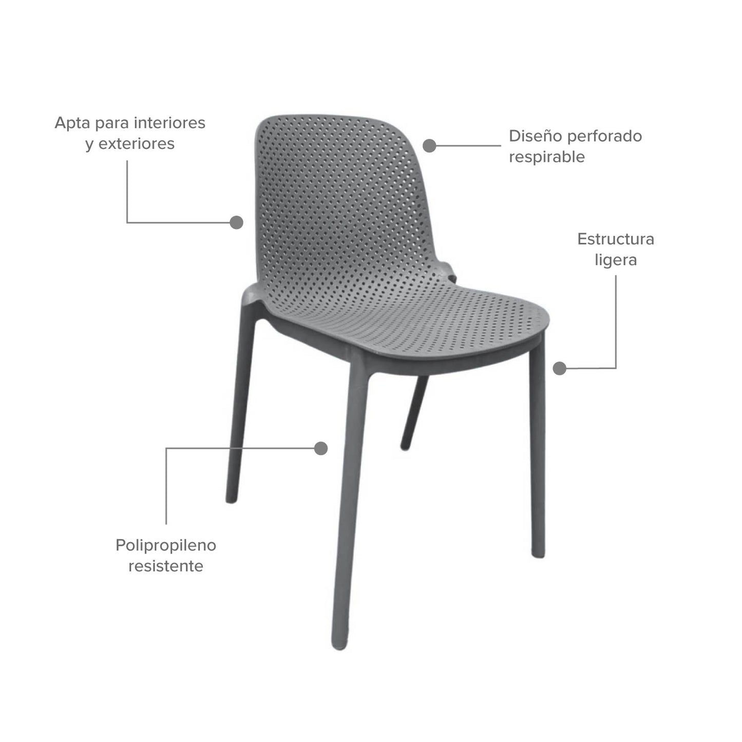 Silla Auxiliar Vera Gris Oscuro