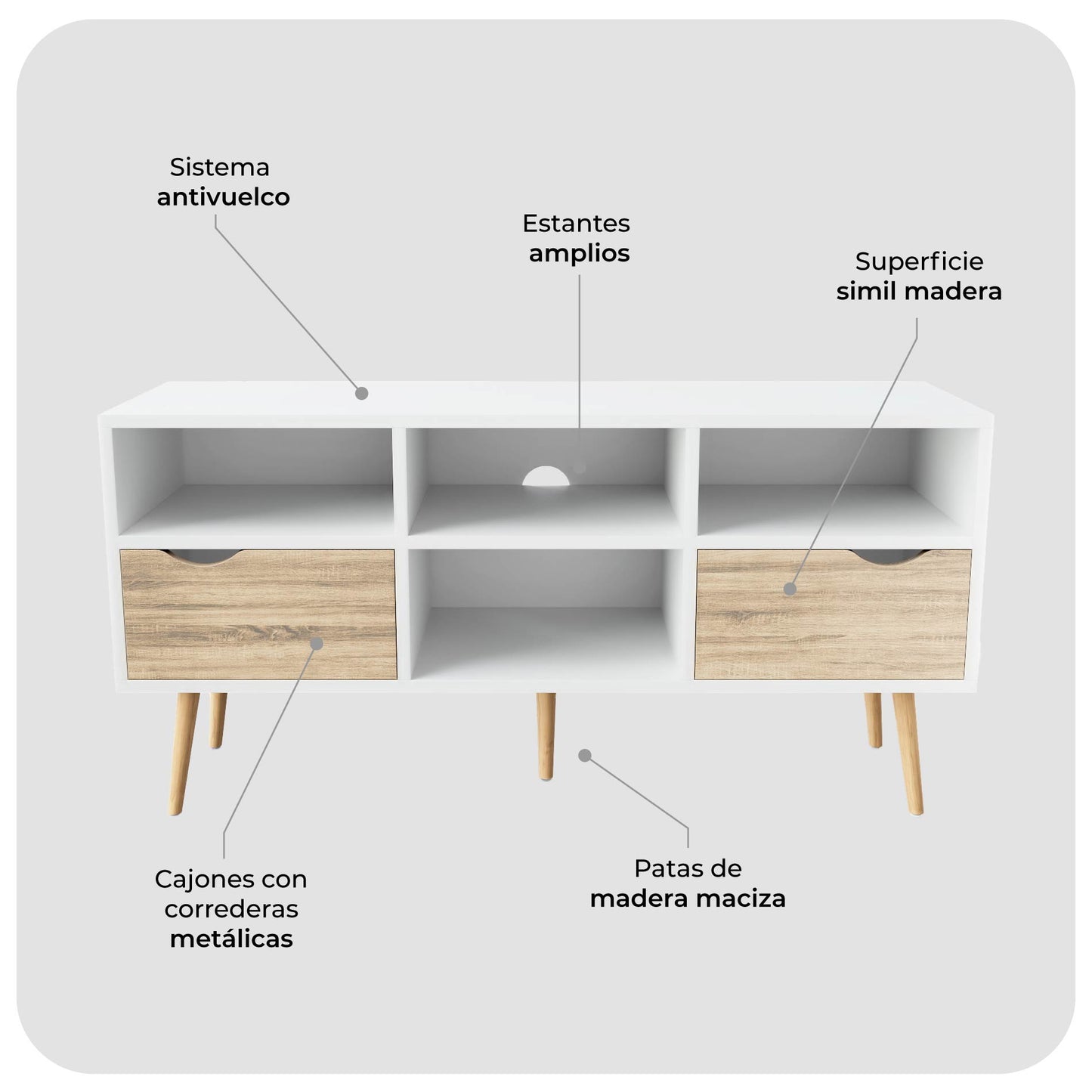 Mueble de TV Rack Bolonia Blanco y Café