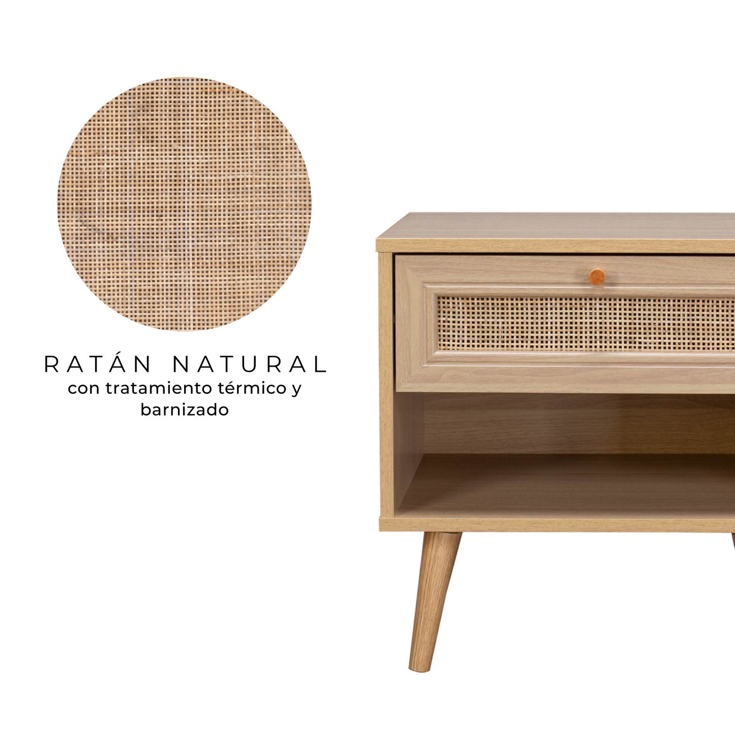 Mesa de Noche Jakarta con Cajón de Ratán