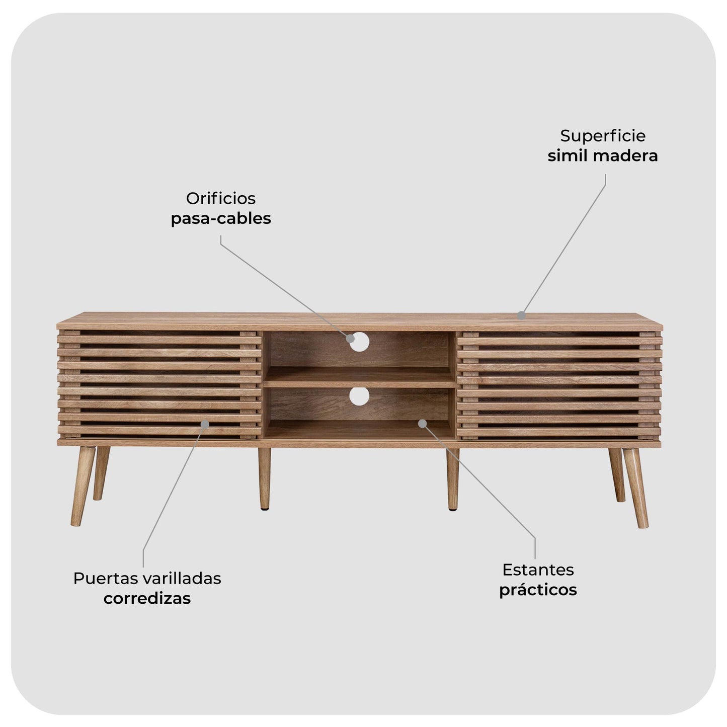 Mueble de TV Retro con Puertas Corredizas Café