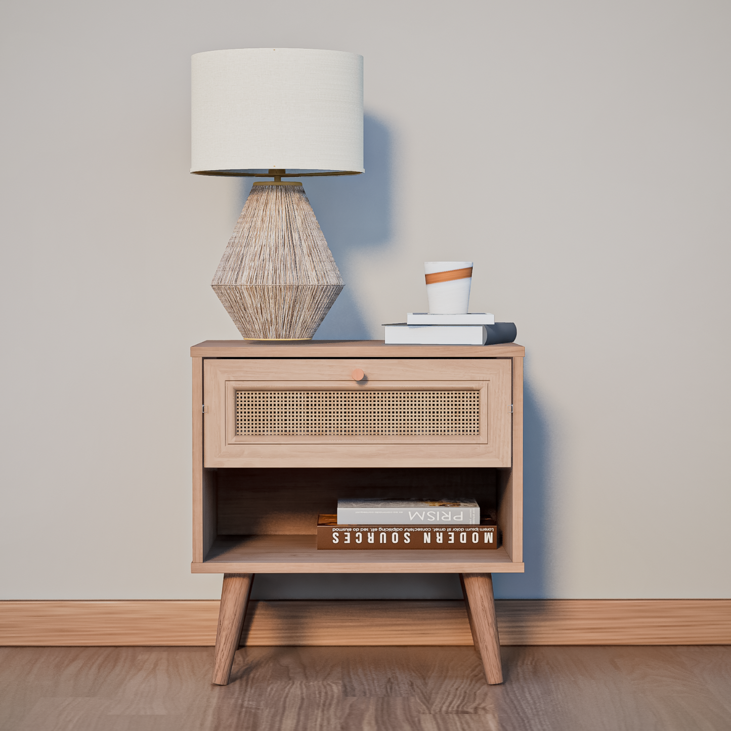 Mesa de Noche Jakarta con Cajón de Ratán