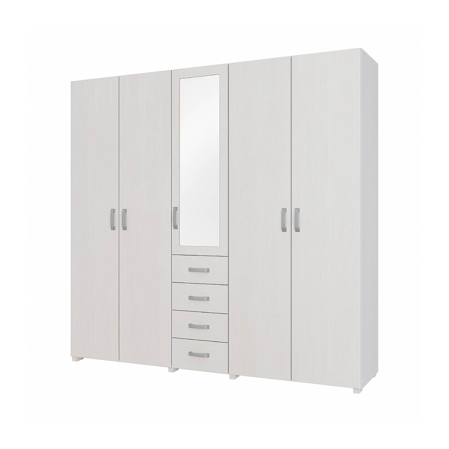 Closet 4 Puertas con Espejo 200x200x49 cm Gris Claro