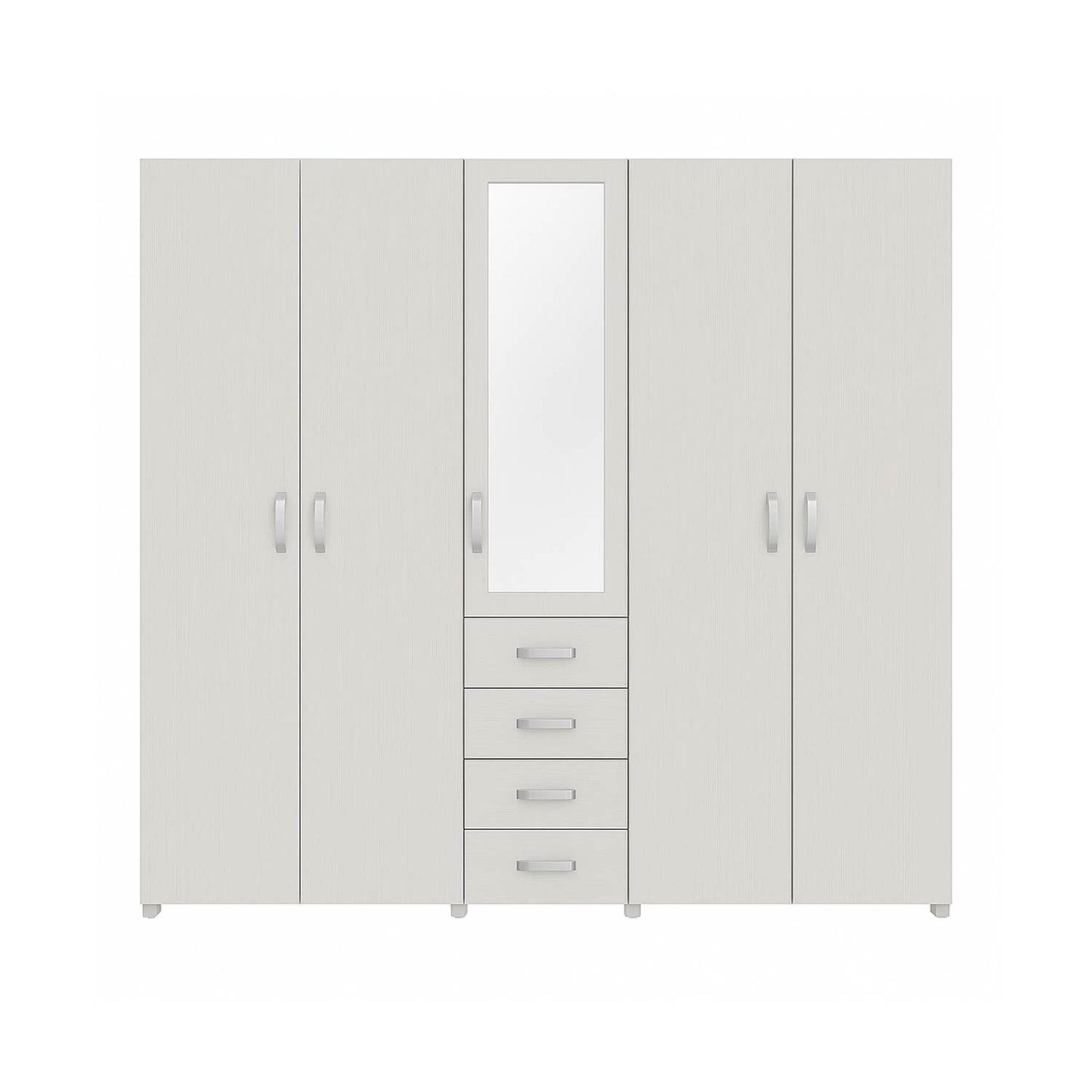 Closet 4 Puertas con Espejo 200x200x49 cm Gris Claro