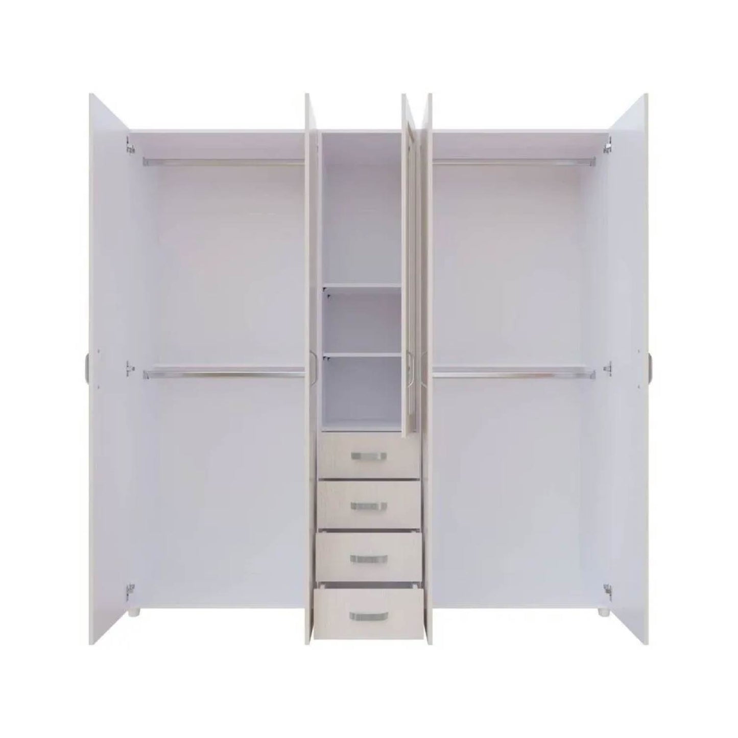 Closet 4 Puertas con Espejo 200x200x49 cm Gris Claro