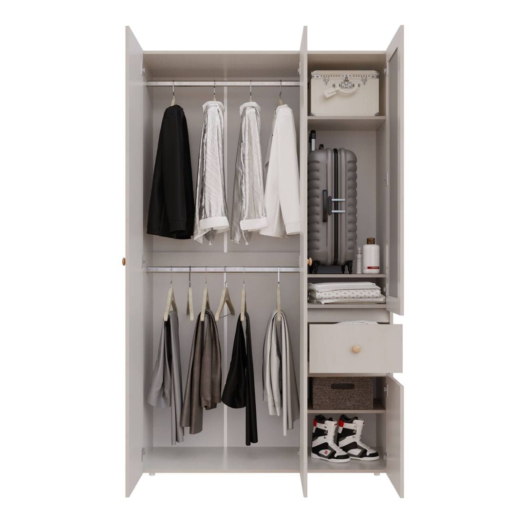 Closet 4 Puertas Con Espejo 200x197,3x49,8 Blanco