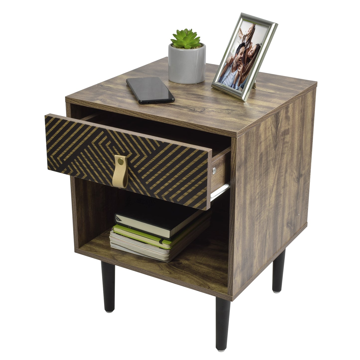 Mesa de Noche Moon-N con Cajón y Estante