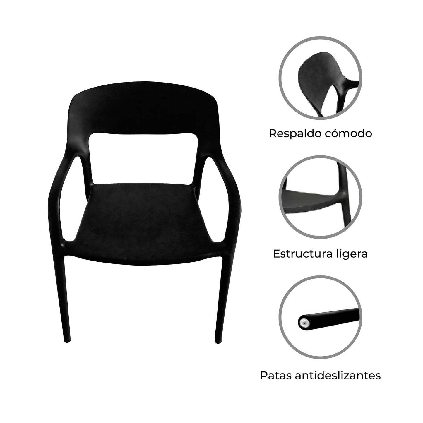 Silla Auxiliar Vita Con Brazo Negra
