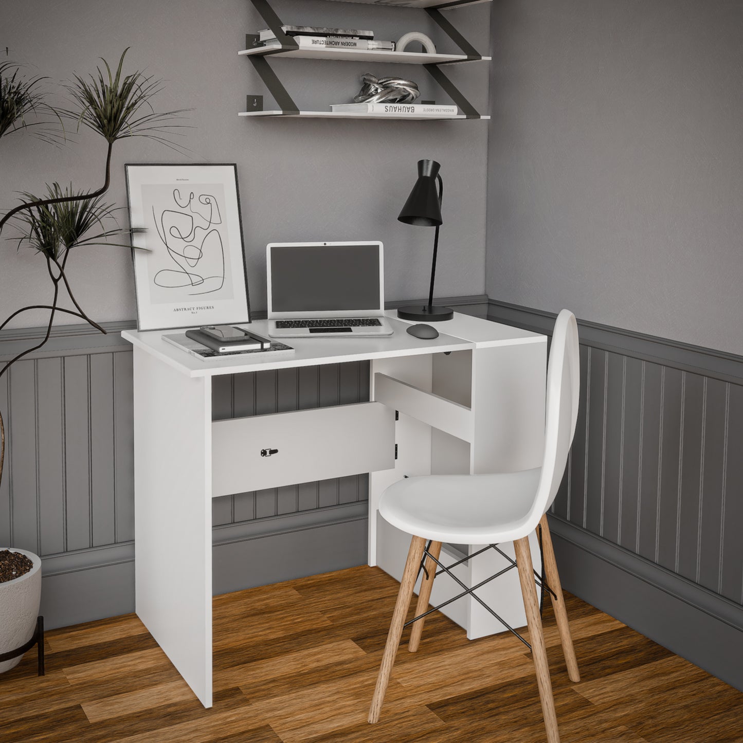 Escritorio Plegable de Melamina Blanco