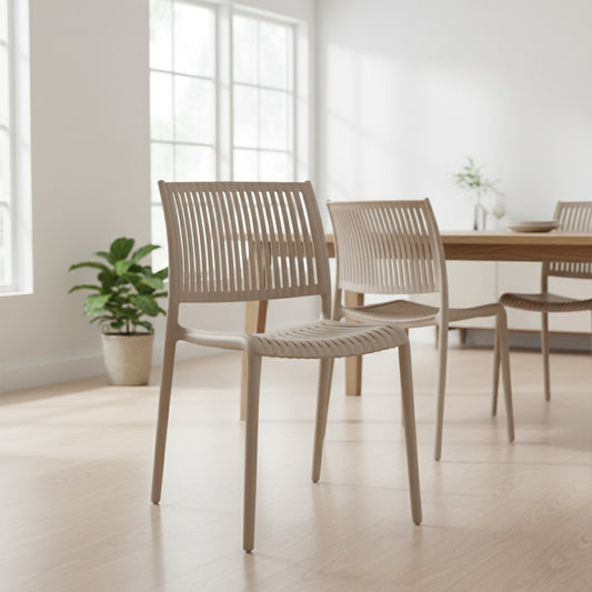 Set 4 Sillas de Comedor Plásticas Varilladas Beige