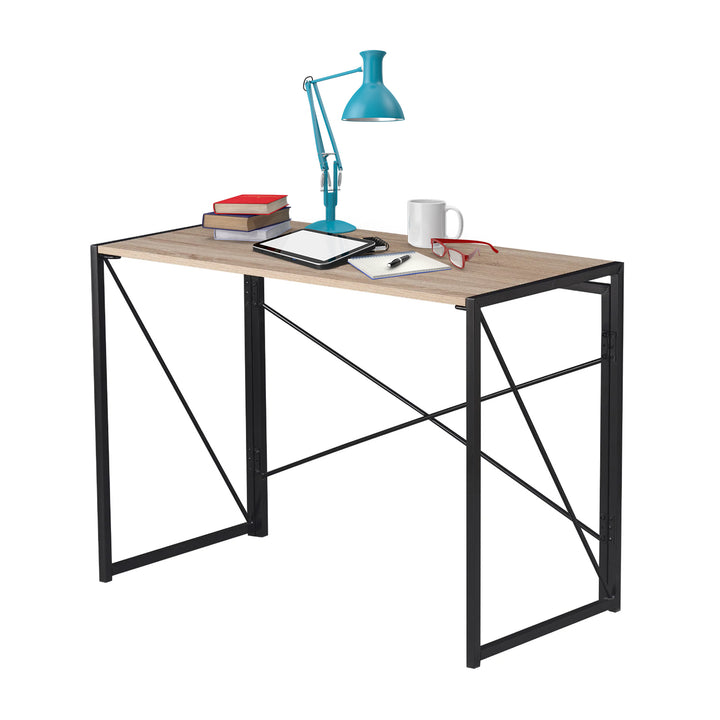 Escritorio Plegable con Base Metálica Negra