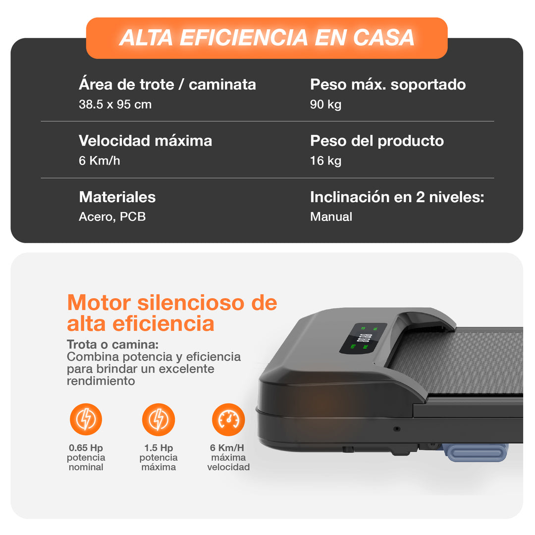 Combo Escritorio Eléctrico Ajustable Negro + Caminadora Compacta W6