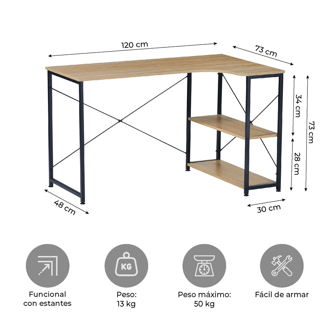 Escritorio con Repisas Inferiores Café