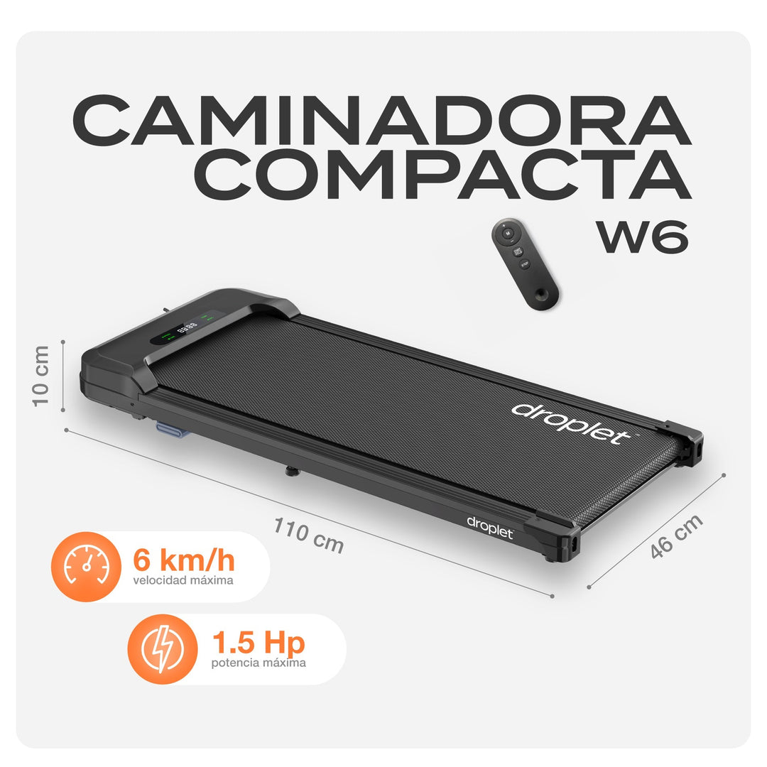 Combo Escritorio Eléctrico Ajustable Negro + Caminadora Compacta W6