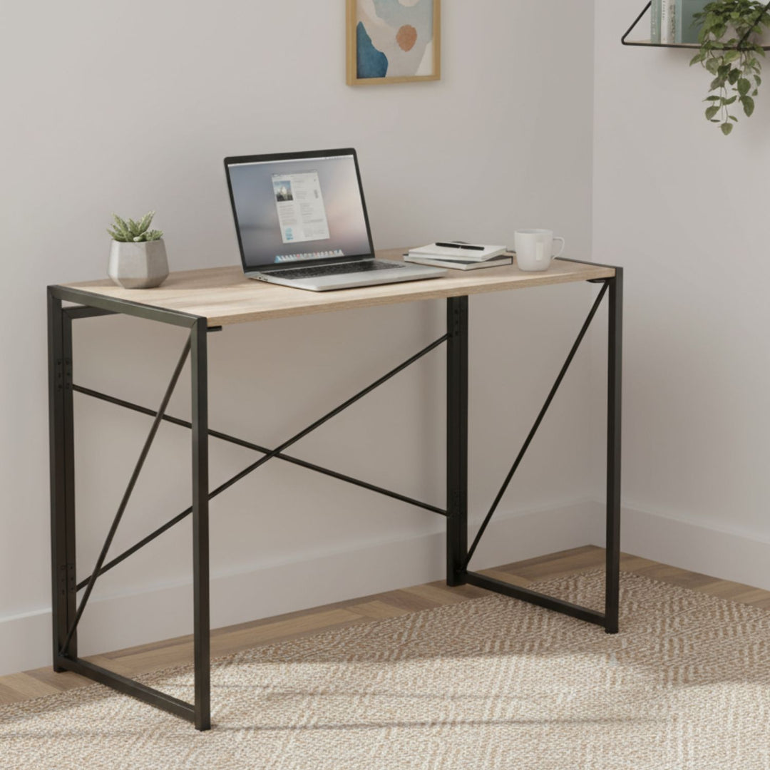 Escritorio Plegable con Base Metálica Negra