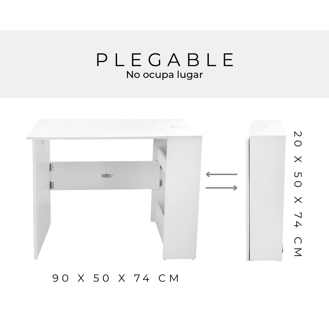 Escritorio Plegable de Melamina Blanco