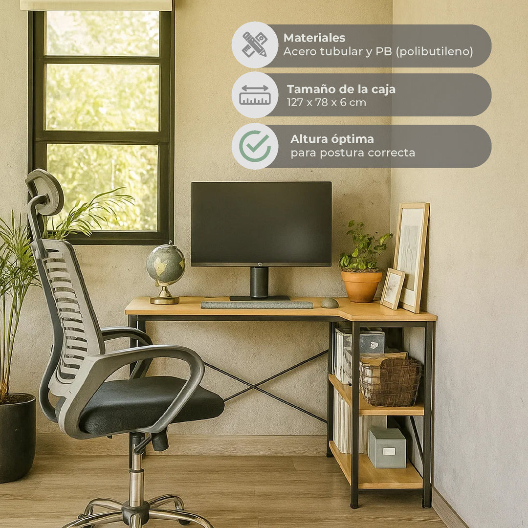 Escritorio con Repisas Inferiores Café