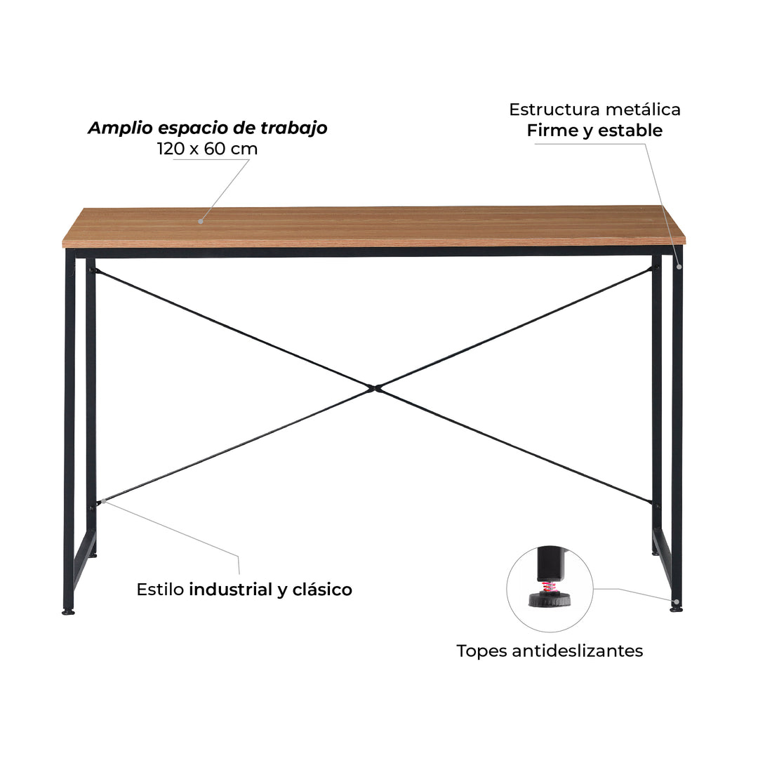 Escritorio Diseño Industrial Café y Negro