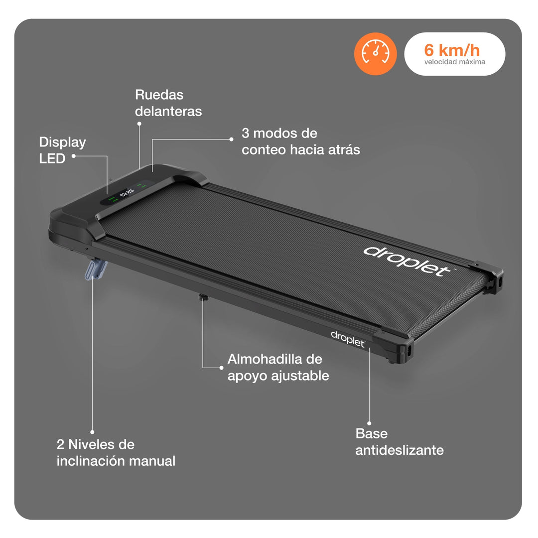 Combo Escritorio Eléctrico Ajustable Negro + Caminadora Compacta W6