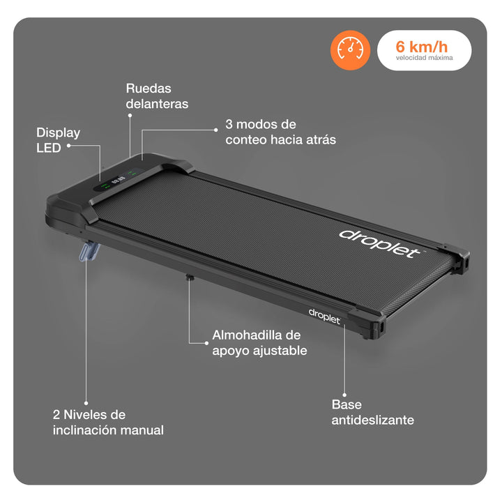 Combo Escritorio Eléctrico Ajustable Negro + Caminadora Compacta W6