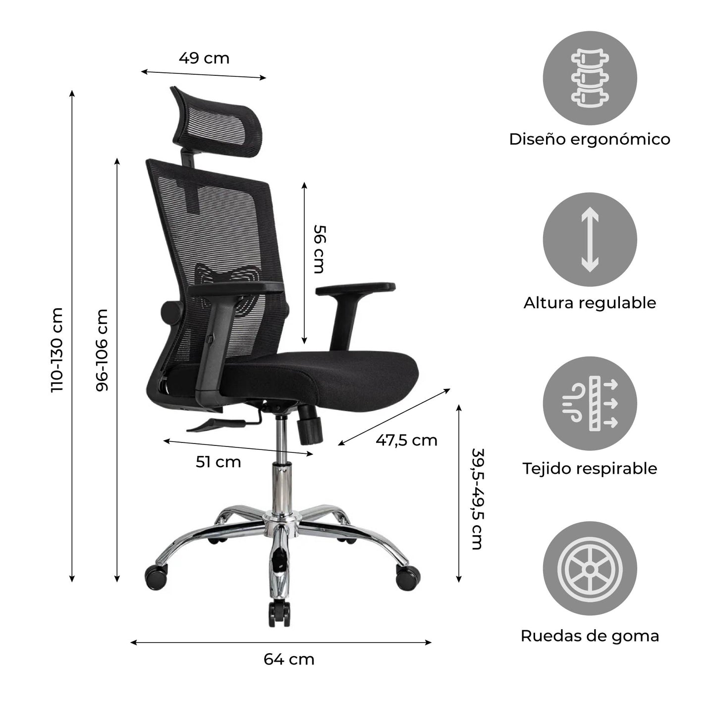 Silla de Oficina Presidente Delphi 1 Premium