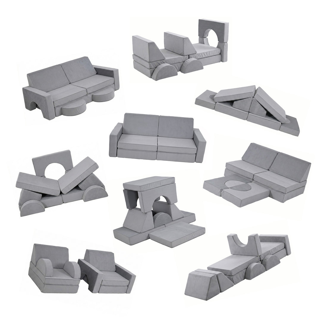 Sofá Modular Lúdico Para Niños Alva Gris