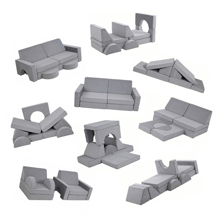 Sofá Modular Lúdico Para Niños Alva Gris