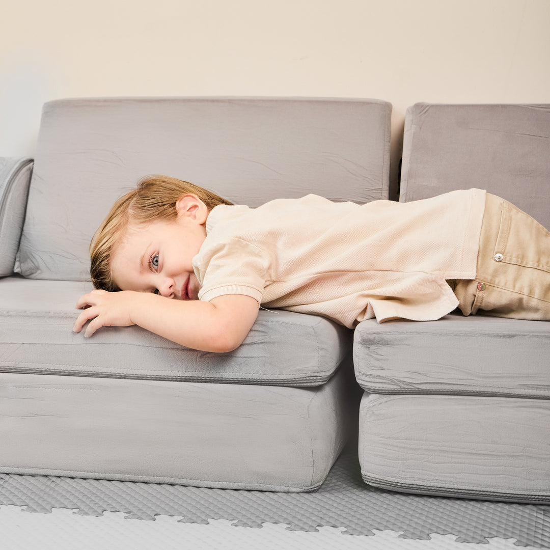 Sofá Modular Lúdico Para Niños Alva Gris