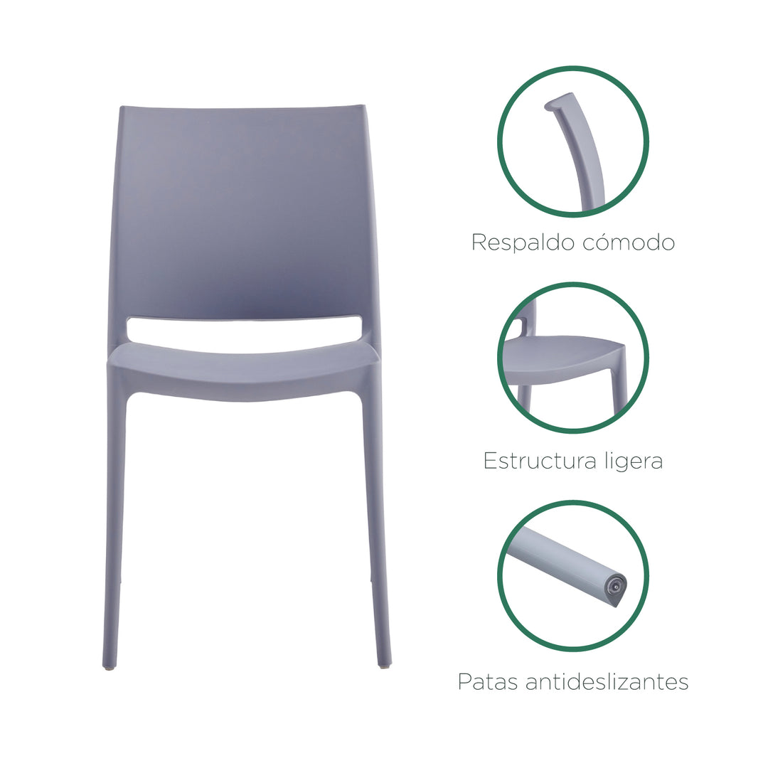 Set x4 Silla Auxiliar Clásica Gris