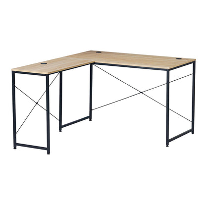 Escritorio con Forma de L Beige y Negro