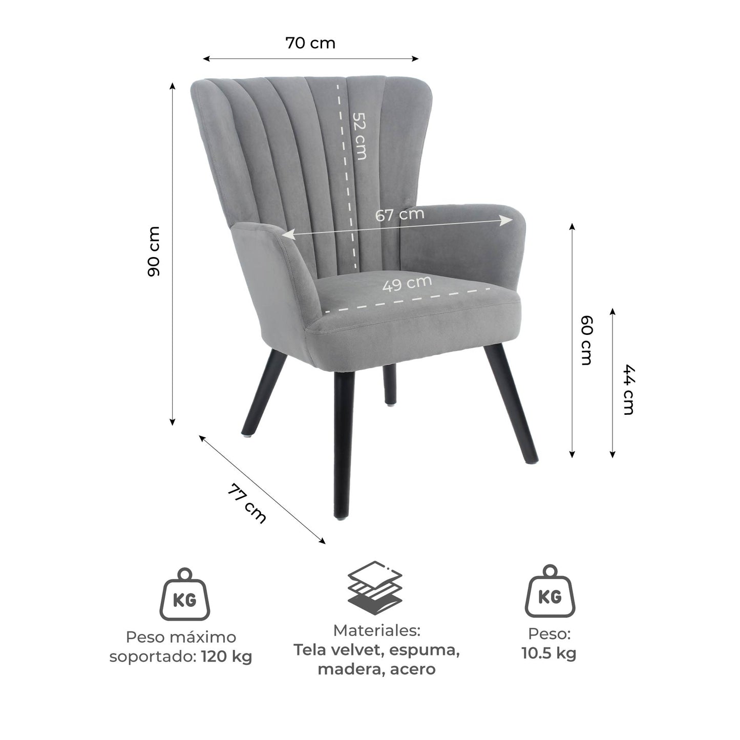 Sillon Individual Poltrona Azalia Gris