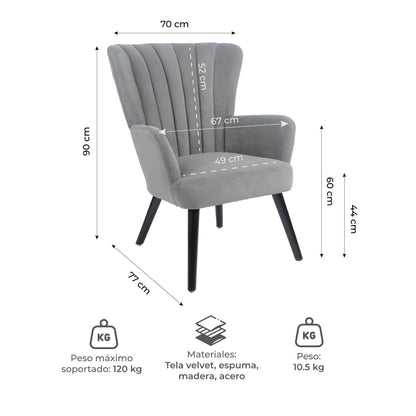 Sillon Individual Poltrona Azalia Gris