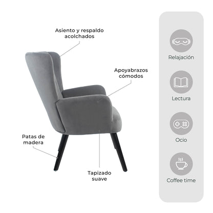 Sillon Individual Poltrona Azalia Gris