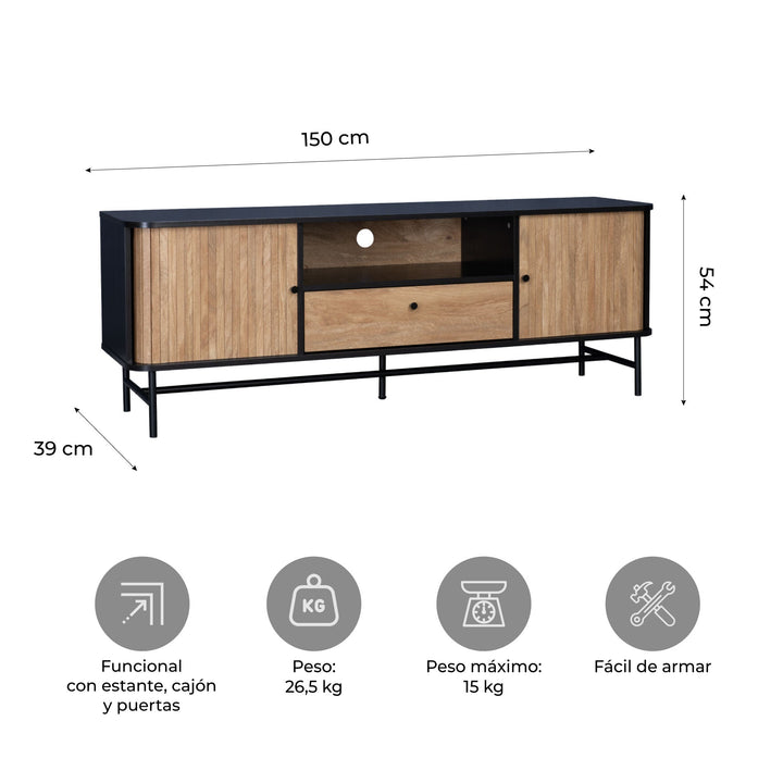 Sala Mundial - Rack TV Charcoal + Mesa Lagoon
