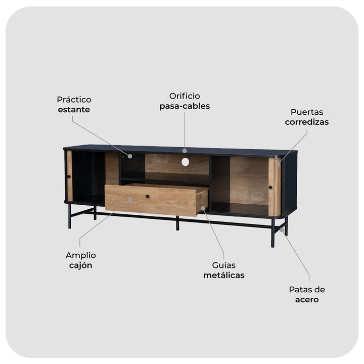 Sala Mundial - Rack TV Charcoal + Mesa Lagoon