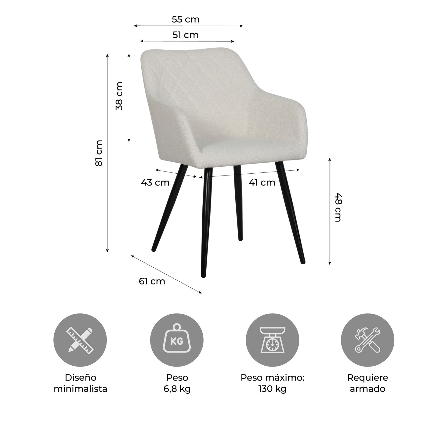 Set 2 Sillas de Comedor Landen
