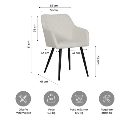 Set 2 Sillas de Comedor Landen