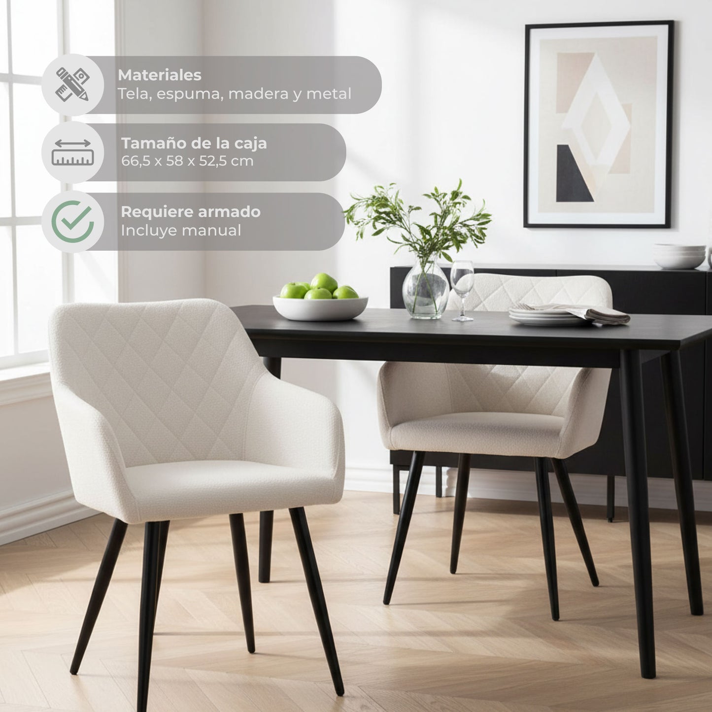 Set 2 Sillas de Comedor Landen