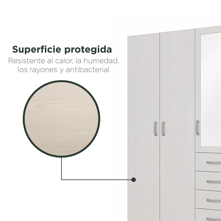 Closet 4 Puertas con Espejo 200x200x49 cm Gris Claro