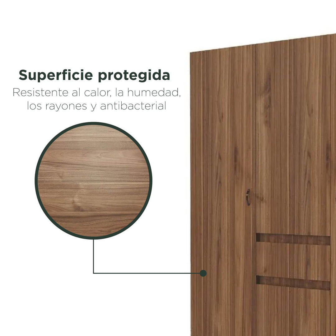 Closet 4 Puertas 160x200x49 cm Nogal