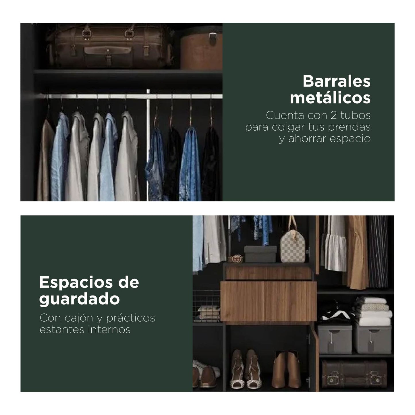 Closet 4 Puertas 160x200x49 cm Nogal