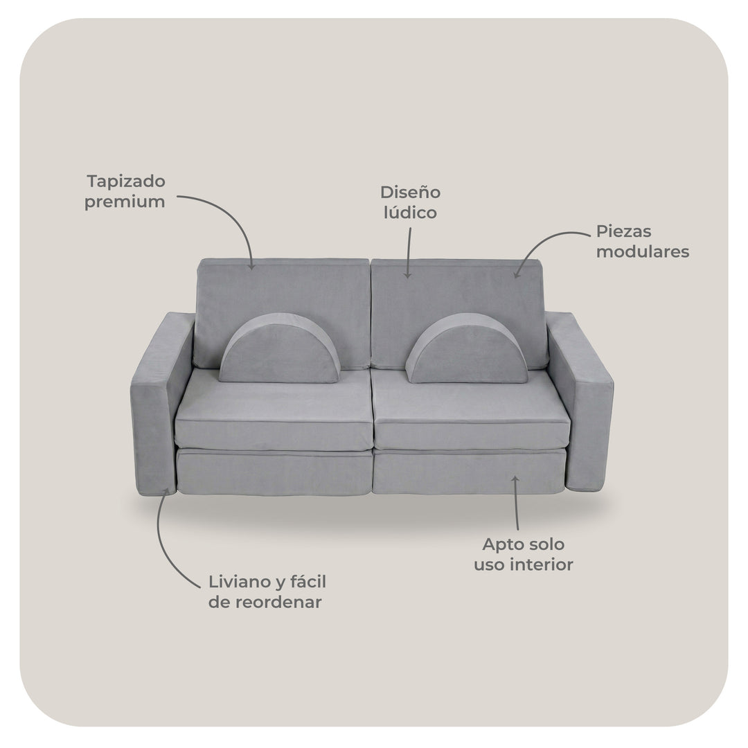 Sofá Modular Lúdico Para Niños Alva Gris