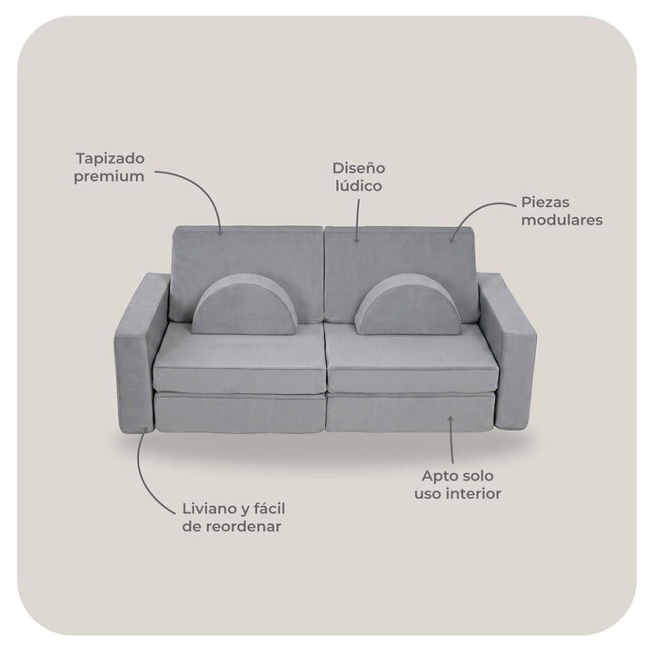 Sofá Modular Lúdico Para Niños Alva Gris